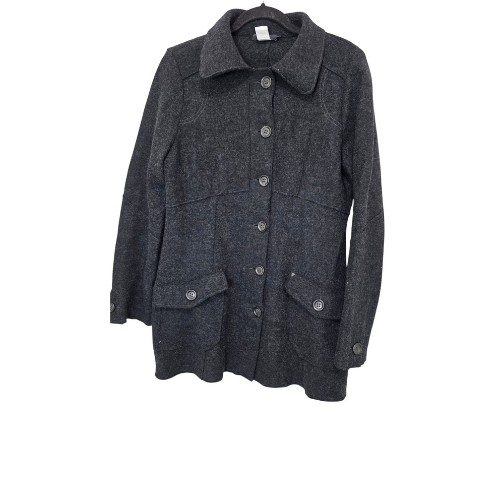 New Man Women's Grunge Charcoal Gray 100% Wool Coat Made In Bulgaria Size M